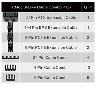 / Cable alargador para alimentaci/ón con Extra Sleeves/  / Negro//Rojo upHere Thermaltake ttmod Sleeved Cable/ 